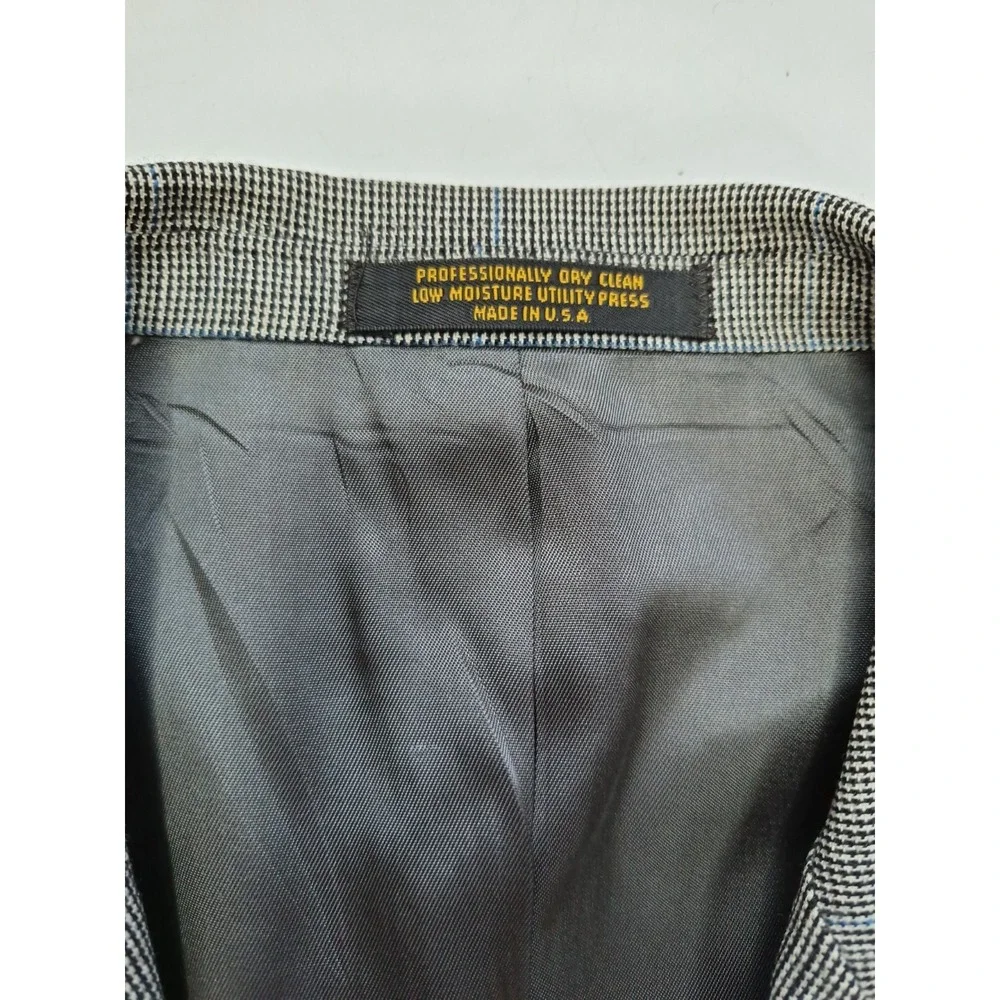 Evan Picone Mens Vintage Sports Coat 44R Gray Check Wool Blazer Made in USA